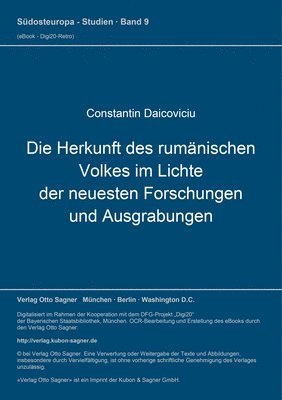 bokomslag Die Herkunft Des Rumaenischen Volkes Im Lichte Der Neuesten Forschungen Und Ausgrabungen