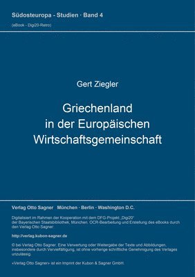 bokomslag Griechenland in Der Europaeischen Wirtschaftsgemeinschaft