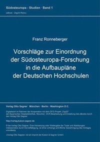 bokomslag Vorschlaege Zur Einordnung Der Suedosteuropa-Forschung In Die Aufbauplaene Der Deutschen Hochschulen