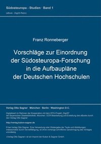 bokomslag Vorschlaege Zur Einordnung Der Suedosteuropa-Forschung in Die Aufbauplaene Der Deutschen Hochschulen