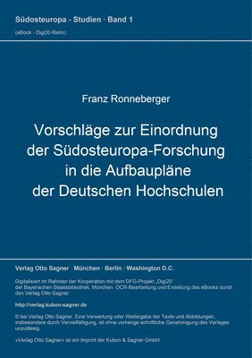 bokomslag Vorschlaege Zur Einordnung Der Suedosteuropa-Forschung In Die Aufbauplaene Der Deutschen Hochschulen