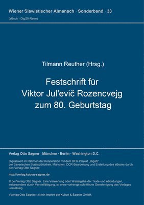 Festschrift Fuer Viktor Jul'evi&#269; Rozencvejg Zum 80. Geburtstag 1