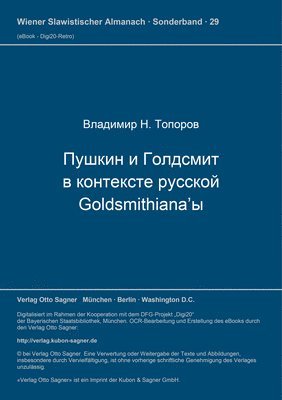 bokomslag Puskin I Goldsmith V Kontekste Russkoj Goldsmithiana'y (K Postanovke Voprosa)