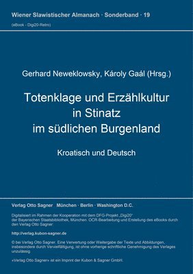 bokomslag Totenklage Und Erzaehlkultur in Stinatz Im Suedlichen Burgenland
