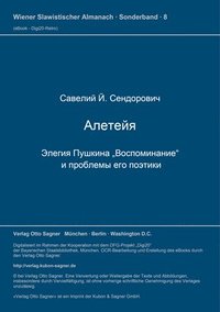 bokomslag Aleteja. Elegija Puskina 'Vospominanie' I Problemy Ego Poetiki