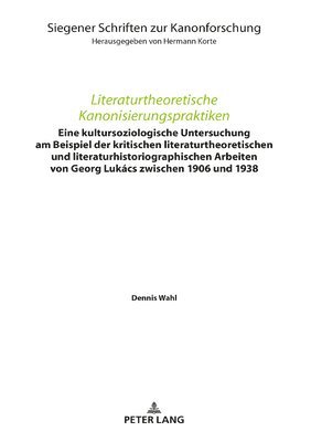 bokomslag Literaturtheoretische Kanonisierungspraktiken