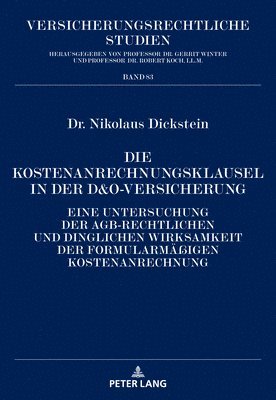 bokomslag Die Kostenanrechnungsklausel in der D&O-Versicherung