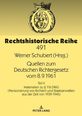 bokomslag Quellen Zum Deutschen Richtergesetz Vom 8.9.1961