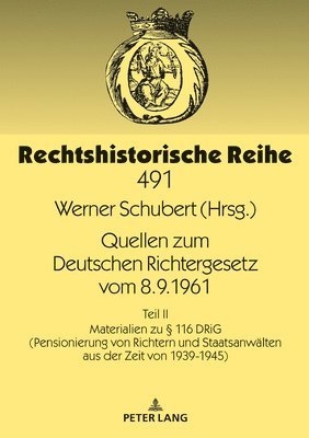 bokomslag Quellen zum Deutschen Richtergesetz vom 8.9.1961