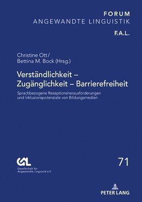 Gesell Für Angewandte Linguistik E V, Christine Ott, Bettina M. Bock - Verstaendlichkeit - Zugaenglichkeit - Barrierefreiheit, Inbunden