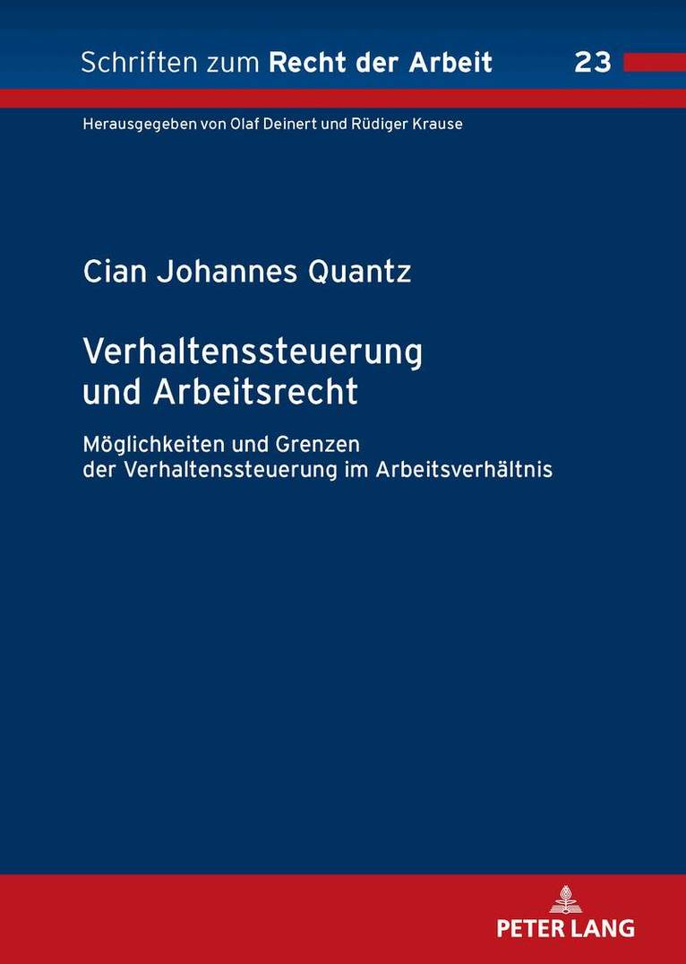 Cian Johannes Quantz - Verhaltenssteuerung und Arbeitsrecht, Inbunden. Tillgänglighet: Lägg i varukorg