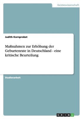 bokomslag Manahmen Zur Erhohung Der Geburtenrate in Deutschland - Eine Kritische Beurteilung