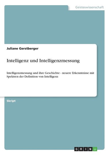 bokomslag Intelligenz und Intelligenzmessung