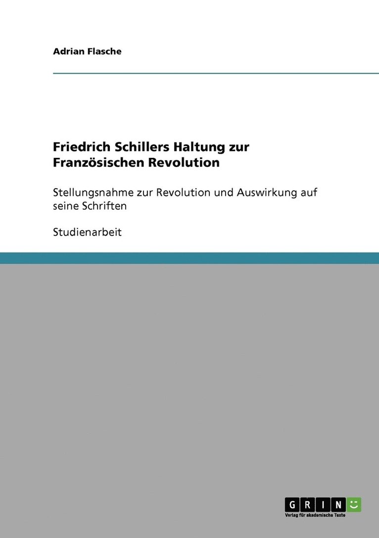 Friedrich Schillers Haltung zur Französischen Revolution