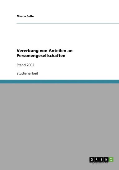 bokomslag Vererbung von Anteilen an Personengesellschaften