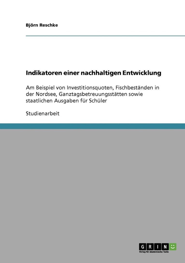 Indikatoren einer nachhaltigen Entwicklung 1