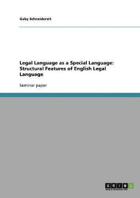 bokomslag Legal Language as a Special Language