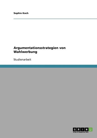 bokomslag Argumentationsstrategien von Wahlwerbung