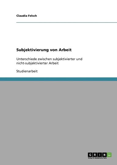 bokomslag Subjektivierung von Arbeit