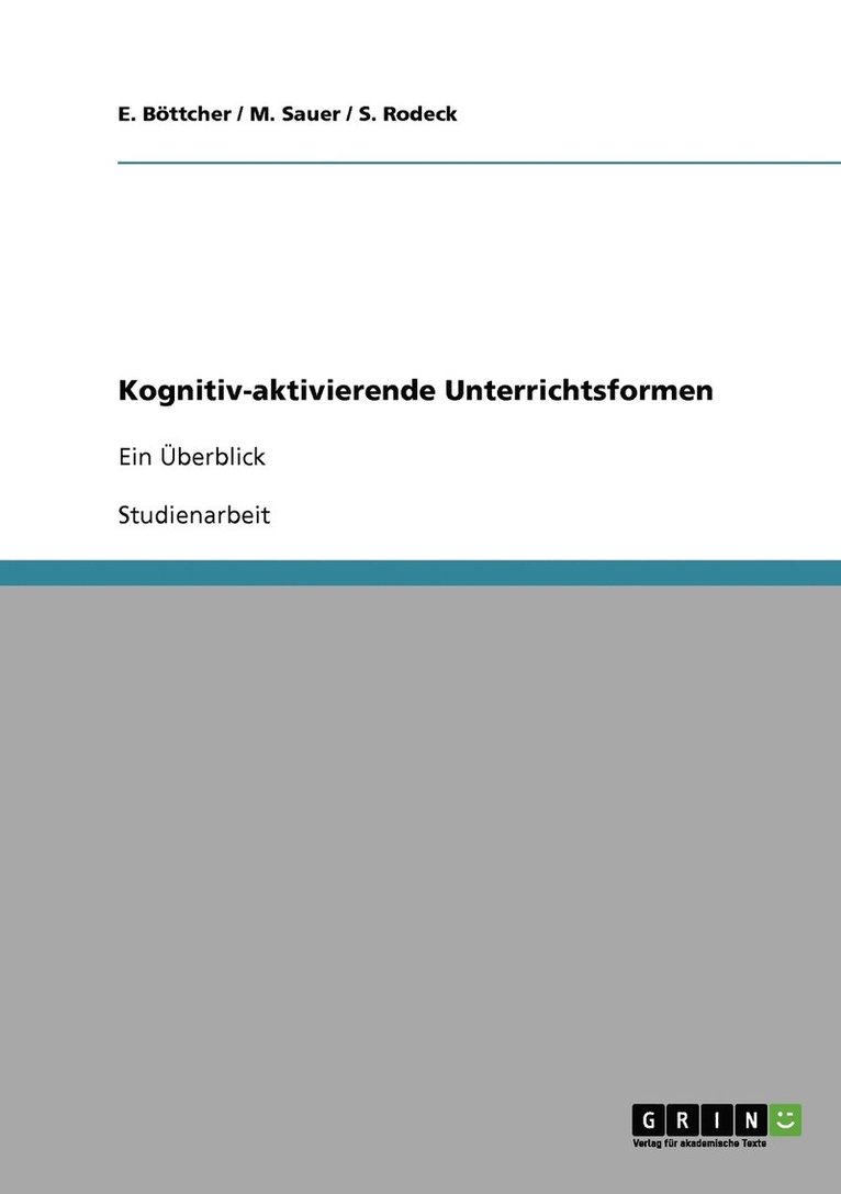 Kognitiv-aktivierende Unterrichtsformen 1