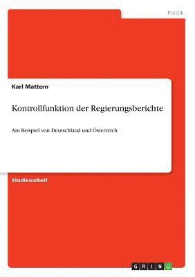 bokomslag Kontrollfunktion Der Regierungsberichte