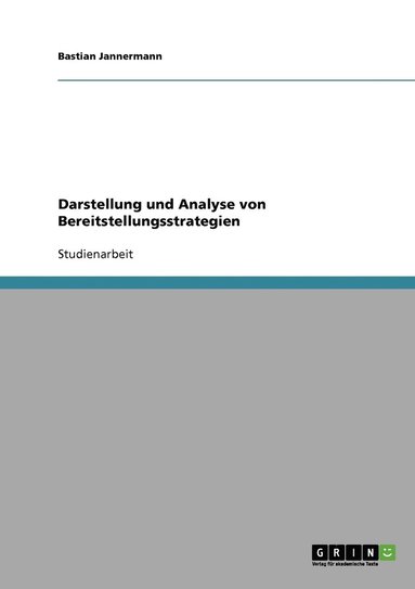 bokomslag Darstellung und Analyse von Bereitstellungsstrategien