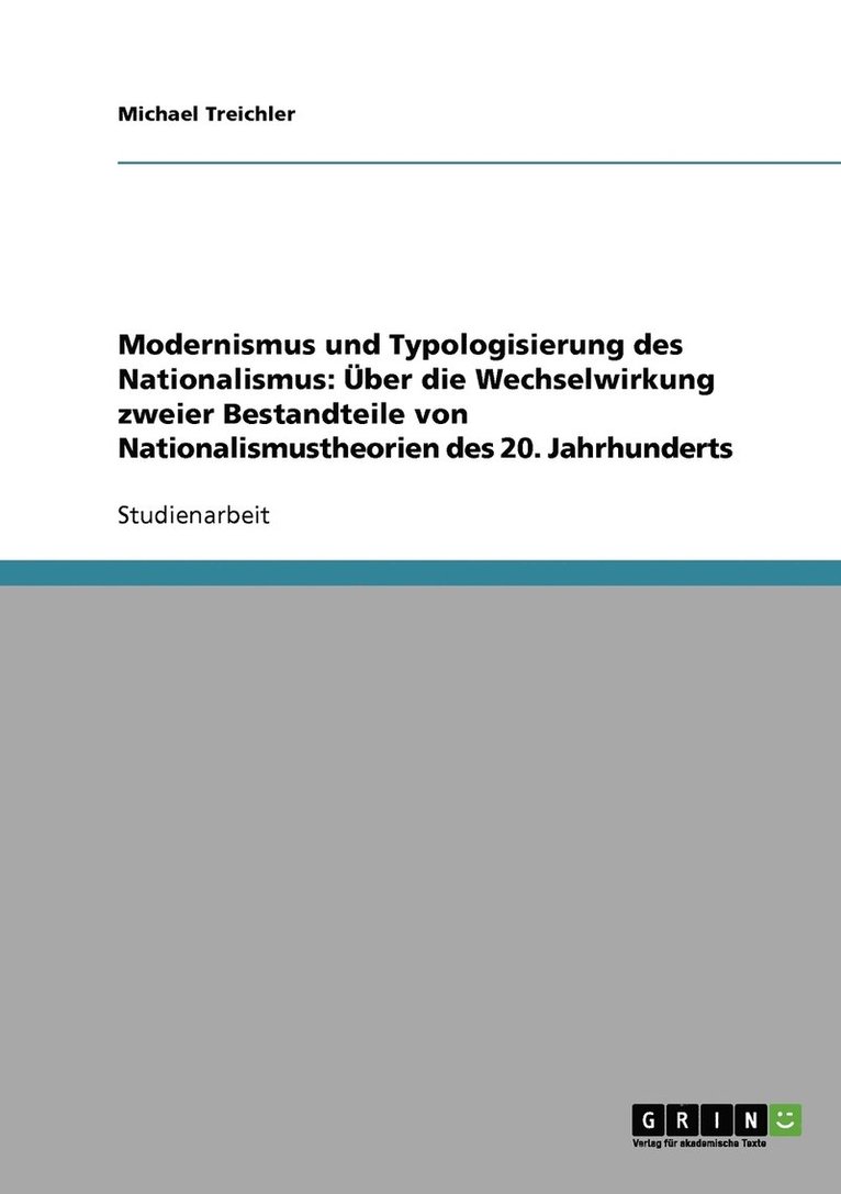 Modernismus und Typologisierung des Nationalismus 1