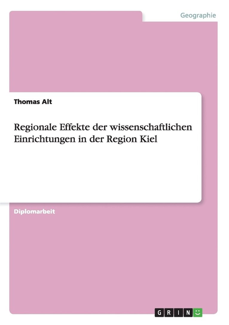 Regionale Effekte Der Wissenschaftlichen Einrichtungen in Der Region Kiel 1