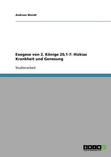 bokomslag Exegese von 2. Knige 20,1-7