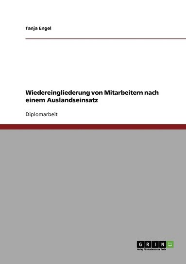 bokomslag Wiedereingliederung von Mitarbeitern nach einem Auslandseinsatz