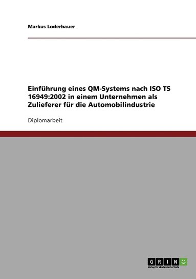 bokomslag Einführung eines QM-Systems nach ISO TS 16949