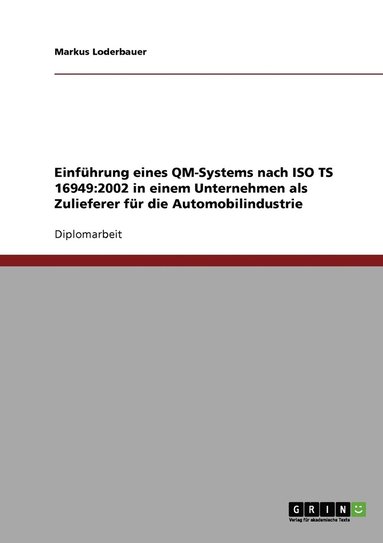 bokomslag Einfuhrung eines QM-Systems nach ISO TS 16949