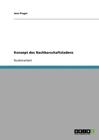 bokomslag Konzept des Nachbarschaftsladens