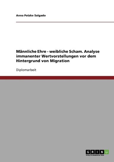 bokomslag Männliche Ehre - weibliche Scham. Analyse immanenter Wertvorstellungen vor dem Hintergrund von Migration