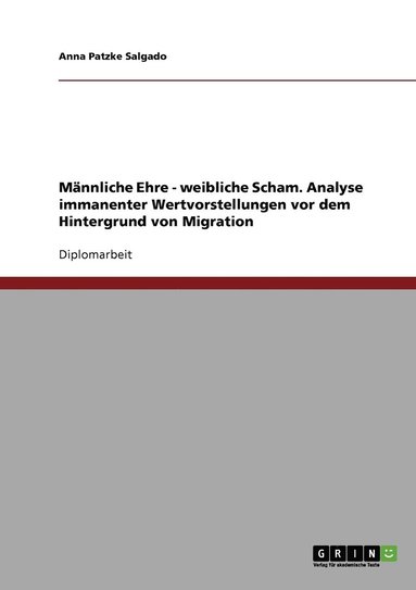 bokomslag Mannliche Ehre - weibliche Scham. Analyse immanenter Wertvorstellungen vor dem Hintergrund von Migration