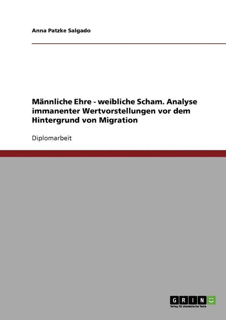 Mnnliche Ehre - weibliche Scham. Analyse immanenter Wertvorstellungen vor dem Hintergrund von Migration 1