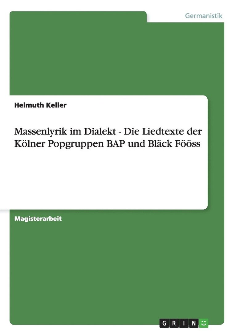 Massenlyrik Im Dialekt 1