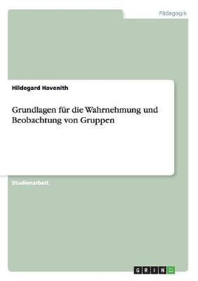 bokomslag Grundlagen fr die Wahrnehmung und Beobachtung von Gruppen