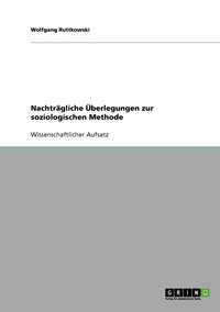 bokomslag Nachtrgliche berlegungen zur soziologischen Methode