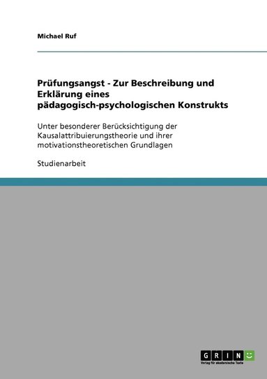 bokomslag Prüfungsangst - Zur Beschreibung und Erklärung eines pädagogisch-psychologischen Konstrukts