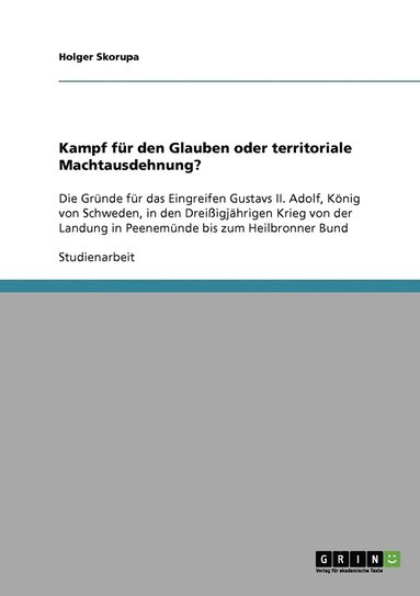 bokomslag Kampf für den Glauben oder territoriale Machtausdehnung?