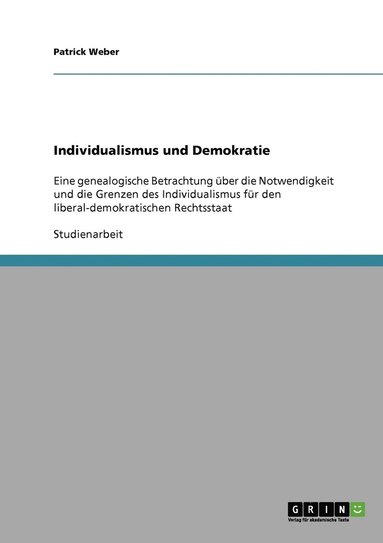 bokomslag Individualismus und Demokratie