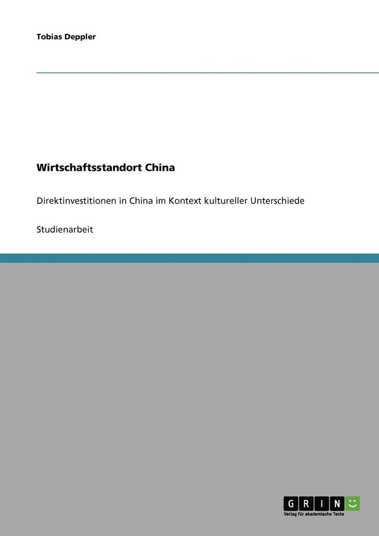 Tobias Deppler - Wirtschaftsstandort China, Häftad