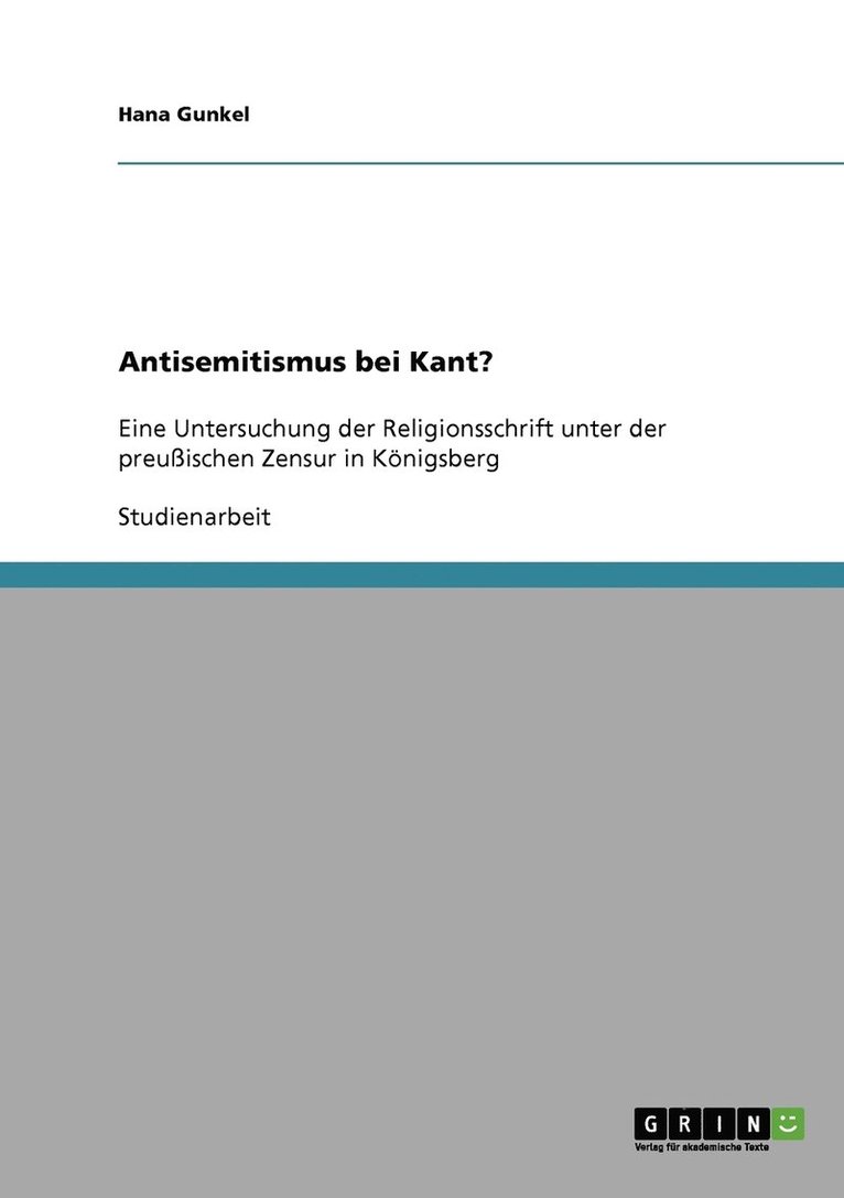 Antisemitismus bei Kant? 1
