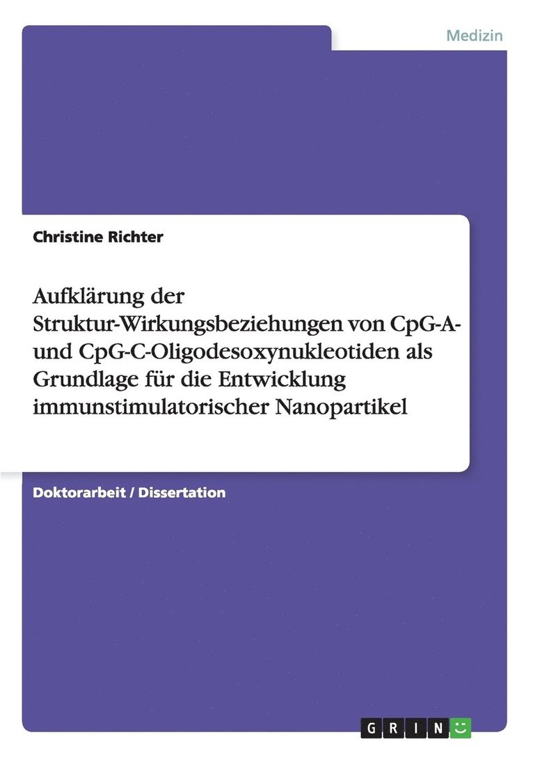 Aufklarung Der Struktur-Wirkungsbeziehungen Von Cpg-A- Und Cpg-C-Oligodesoxynukleotiden ALS Grundlage Fur Die Entwicklung Immunstimulatorischer Nanopartikel 1