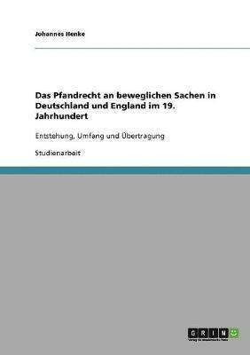 bokomslag Das Pfandrecht an beweglichen Sachen in Deutschland und England im 19. Jahrhundert