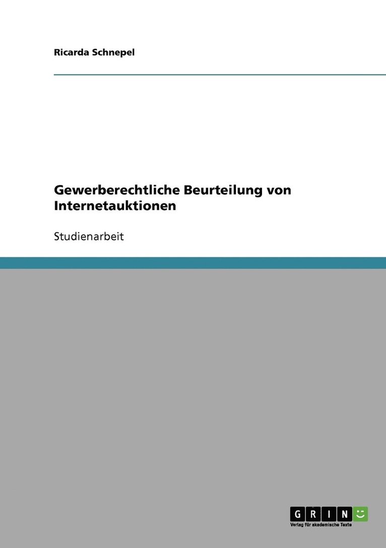 Gewerberechtliche Beurteilung von Internetauktionen