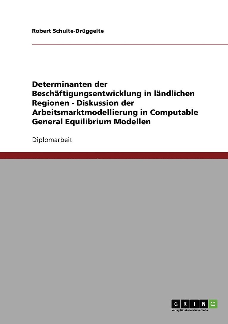 Robert Schulte-Drüggelte - Determinanten der Beschäftigungsentwicklung in ländlichen Regionen - Diskussion der Arbeitsmarktmodellierung in Computable General Equilibrium Modellen, Häftad