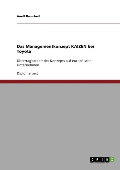 bokomslag Das Managementkonzept Kaizen bei Toyota