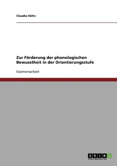 bokomslag Zur Foerderung der phonologischen Bewusstheit in der Orientierungsstufe